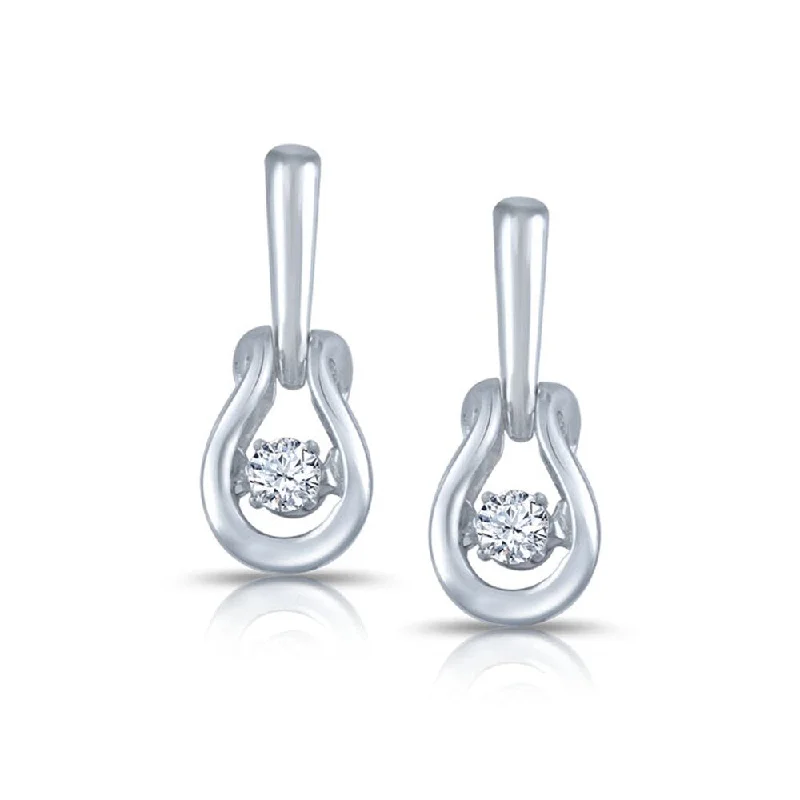 rover moon earrings-Auriya 14k White Gold 1/6ct TDW 'Dancing Stone' Moving Diamond Earrings