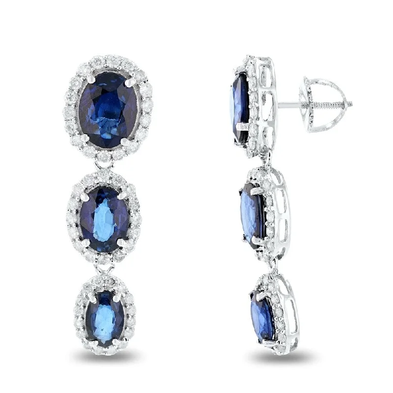 rose gold helix earrings-Auriya 14k White Gold 5 1/4ct Blue Sapphire and 1ct TDW Diamond Earrings