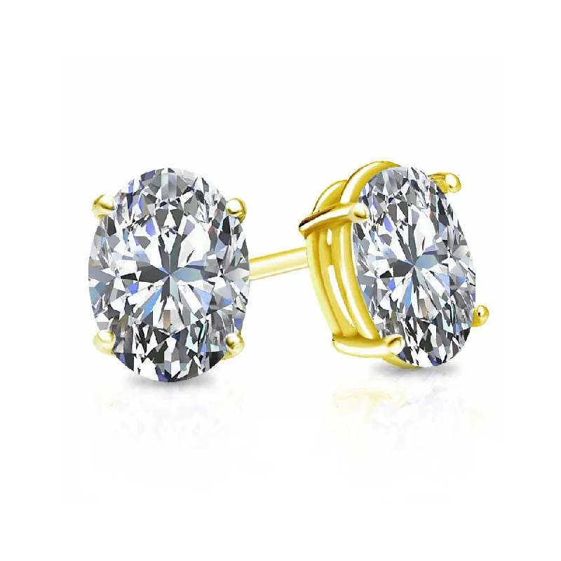 braided love earrings-Auriya 1ctw Oval Diamond Stud Earrings 14k Gold (G-H, SI1-SI2)