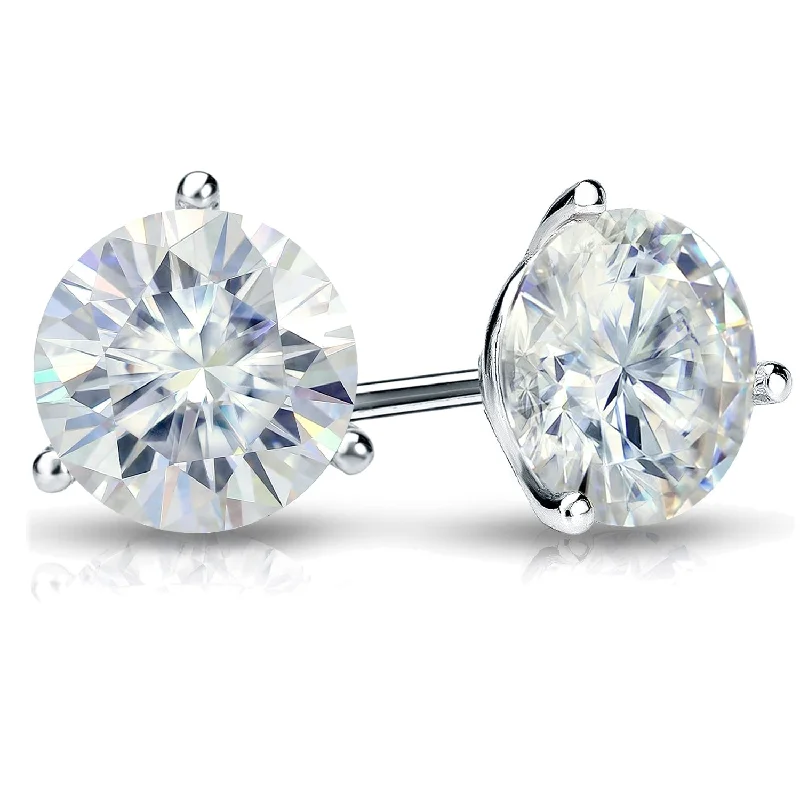 steel stud earrings-Auriya 2ctw Round Moissanite Stud Earrings 18k Gold Martini-set - 6.5 mm