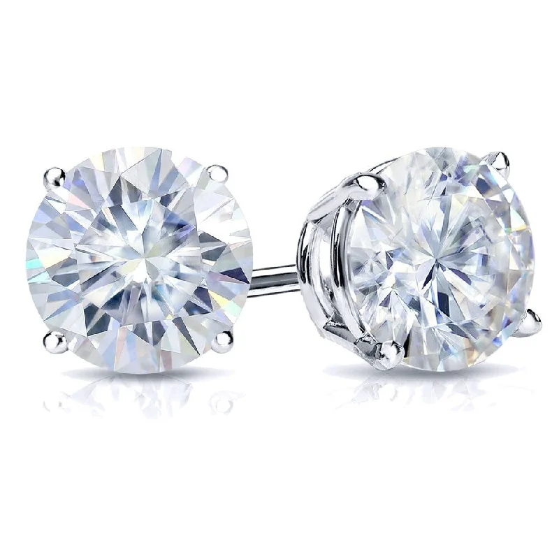 wave-shaped charm earrings-Auriya 6ct TW Round Moissanite Stud Earrings 14k Gold