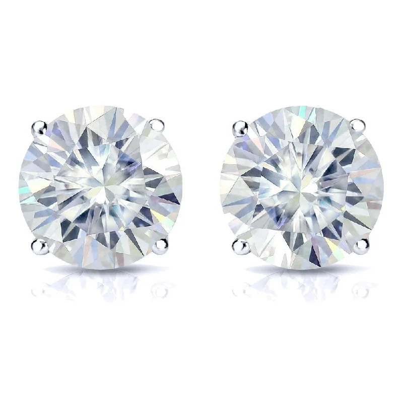 narrow drop earrings-Auriya 6ctw Round Moissanite Stud Earrings 18k Gold 4-Prong Basket