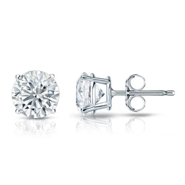 wave-shaped earrings-Auriya Platinum 1 3/4ctw Round Diamond Stud Earrings Certified