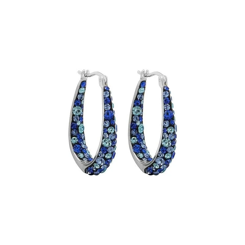 vintage-style hoop earrings-Blue Inside Out Crystal Hoop Earrings For Women