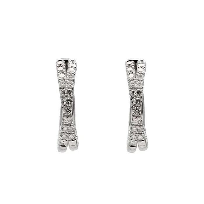 narrow stud earrings-Mountz Collection Double Inside/Outside Hoop Earrings in 18K White Gold