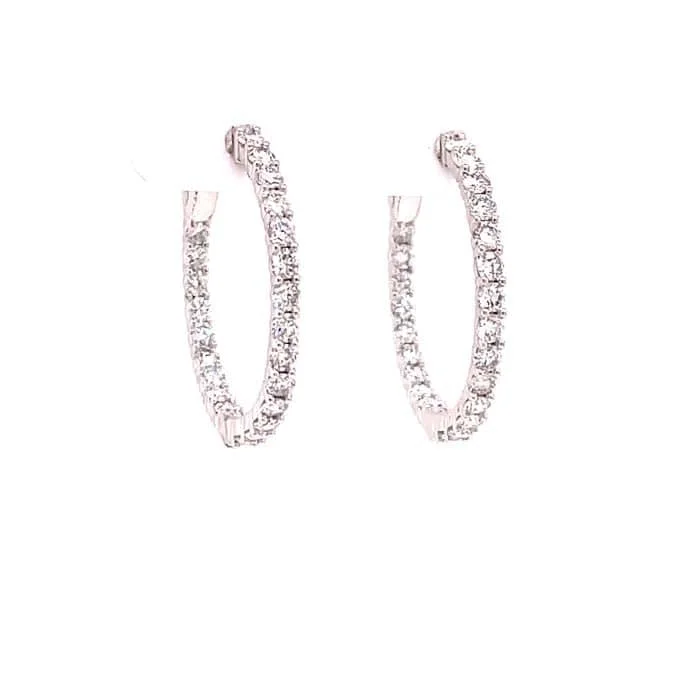 twilight diamond earrings-Mountz Collection 1.93TW Inside/Outside Round Diamond Hoop Earrings in 14K White Gold