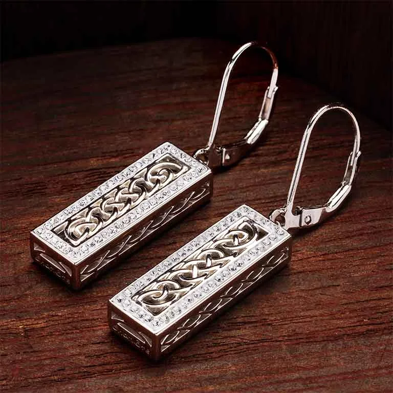 ribbed silver earrings-Celtic Ingot Sterling Silver Earrings