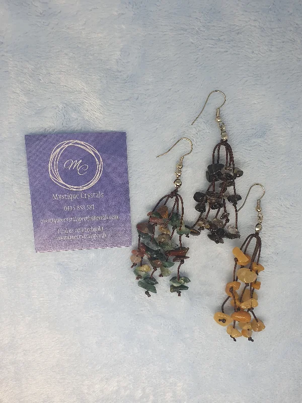 vine-themed earrings-Chip Tassle Earrings