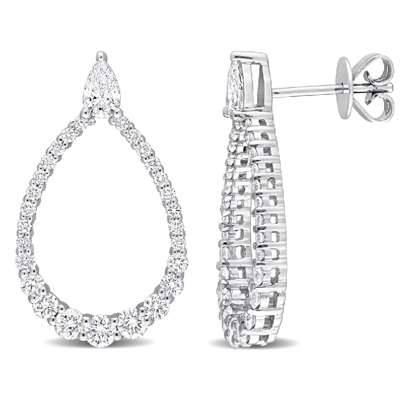 baroque diamond earrings-Created Forever 1 1/3ct TW Pear Cut Lab-Grown Diamond Open Teardrop Earrings in 14k White Gold