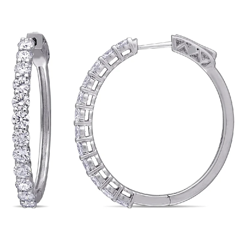 arched modern earrings-Created Forever 2 1/2 ct. TDW Lab-grown Diamond Hoop Earrings in 14k White Gold