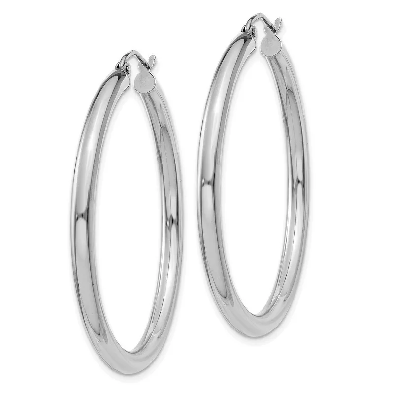 sci-fi gold earrings-Curata 14k White Gold Polished 40x3mm Round Hoop Earrings