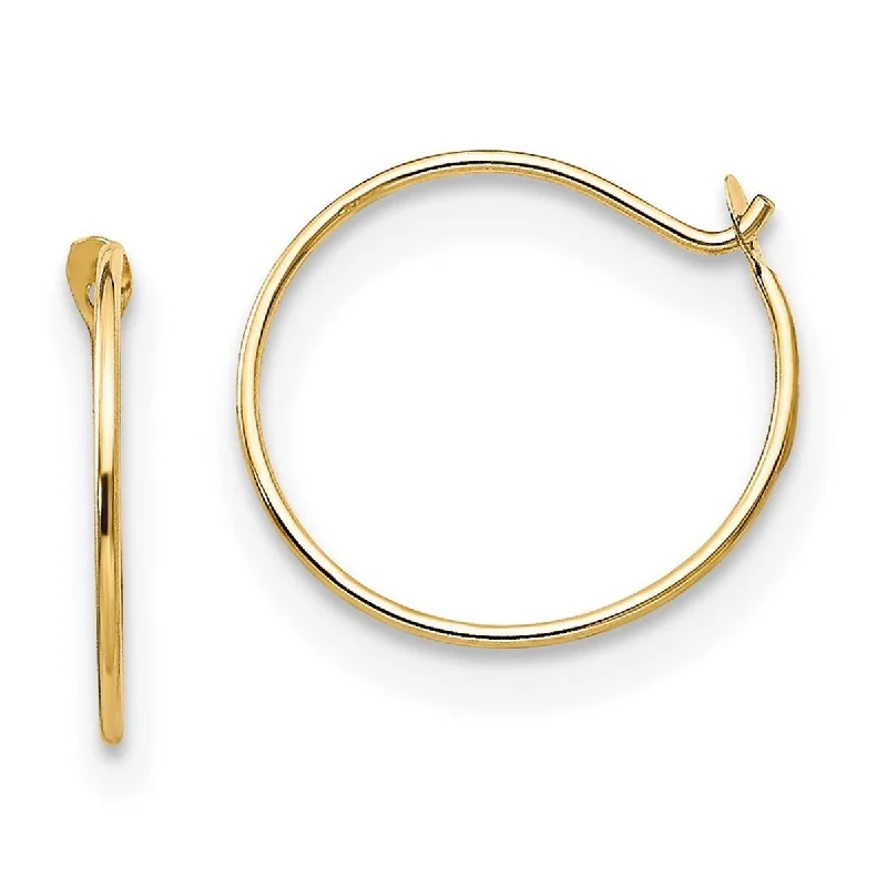 braided love earrings-Curata 14k Yellow Gold 10x1mm Polished Small Endless Hoop Earrings