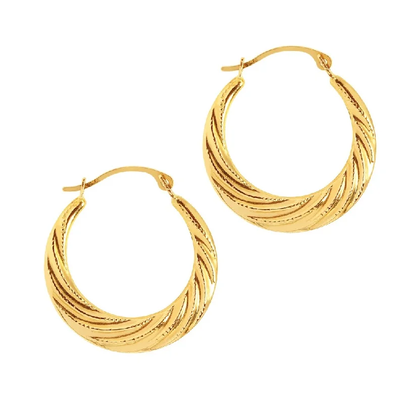 rose gold helix earrings-Curata 14k Yellow Gold 22mm Milgrain Scalloped Hoop Earrings