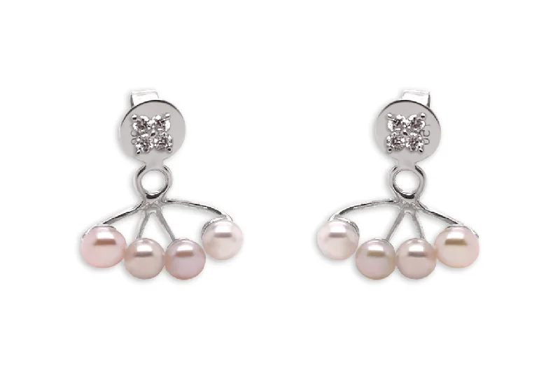 vine-inspired earrings-Earrings 18kt Gold Jacket Pearls and Diamonds