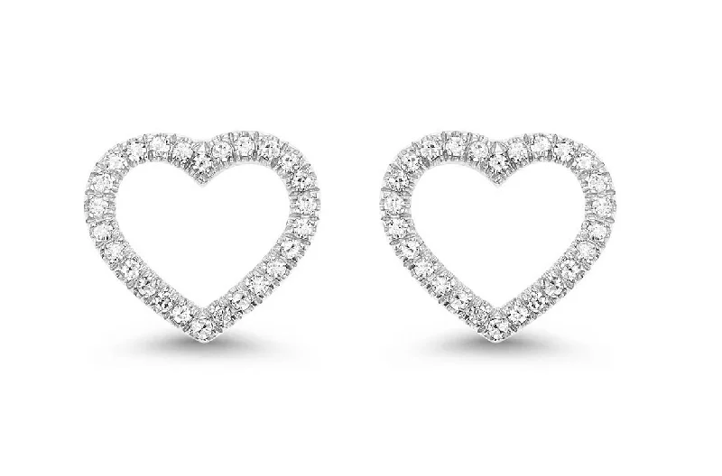 arched modern earrings-Earrings Heart Studs with Diamonds