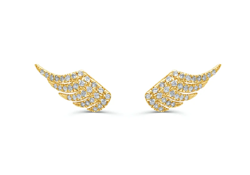 vintage-style earrings-Earrings Wings 14kt Yellow Gold & Diamonds