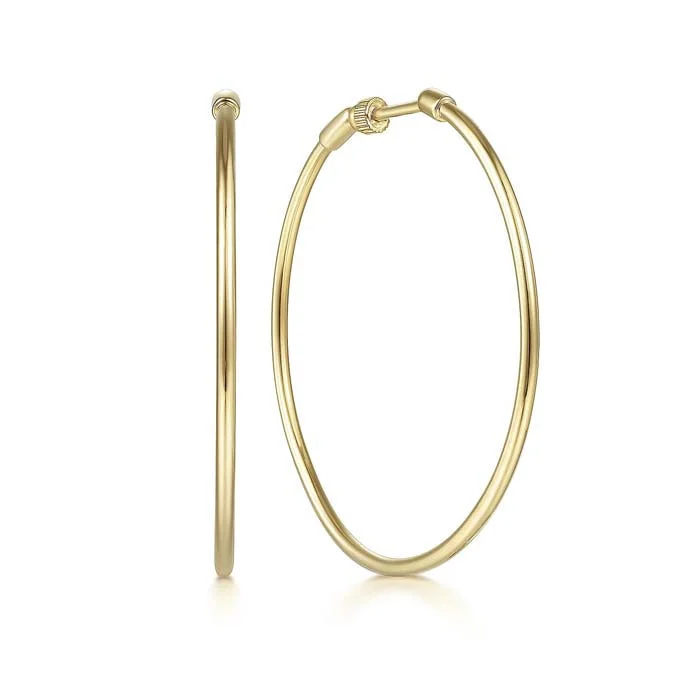 baroque emerald hoop earrings-Gabriel & Co. 40mm Round Classic Hoop Earrings in 14K Yellow Gold