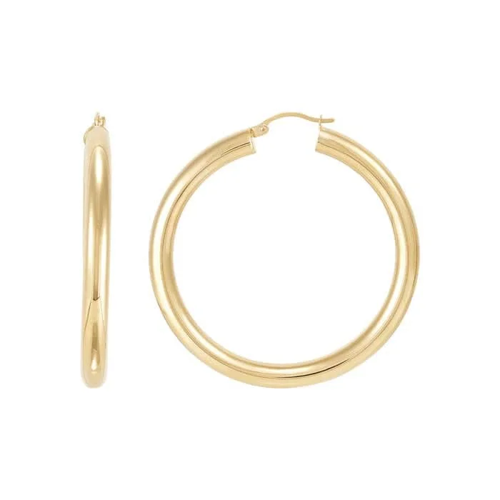 tendril dangle earrings-Mountz Collection 5mm x 50mm Round Tube Hoop Earrings in 14K Yellow Gold