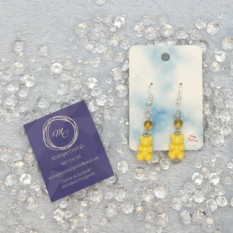 narrow couple earrings-Gummy Bear & Gemstone Earrings