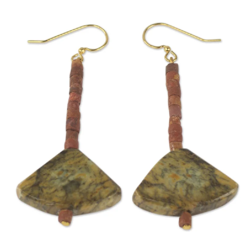 narrow hoop earrings-Handcrafted Soapstone Bauxite 'Bells of Ghana' Earrings (Ghana) - 2.6*1