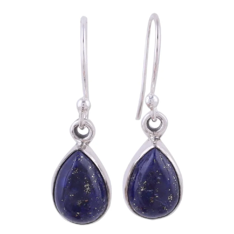 vintage pearl drop earrings-Handmade Lapis Lazuli Dangle Earrings, 'Be True' (India)