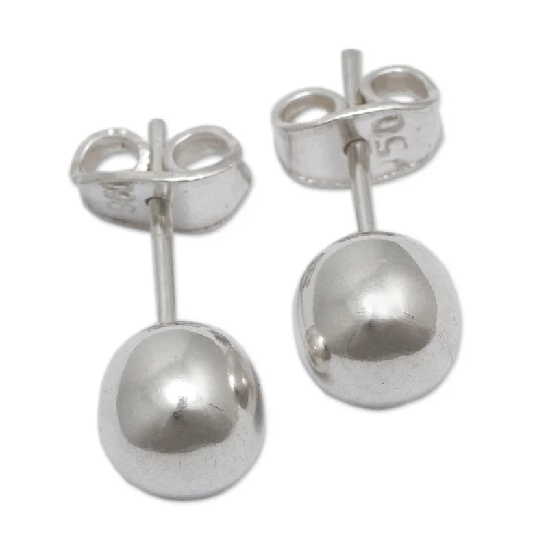 tendril sapphire earrings-Handmade Silver 'Polished Sphere' Earrings (Peru)