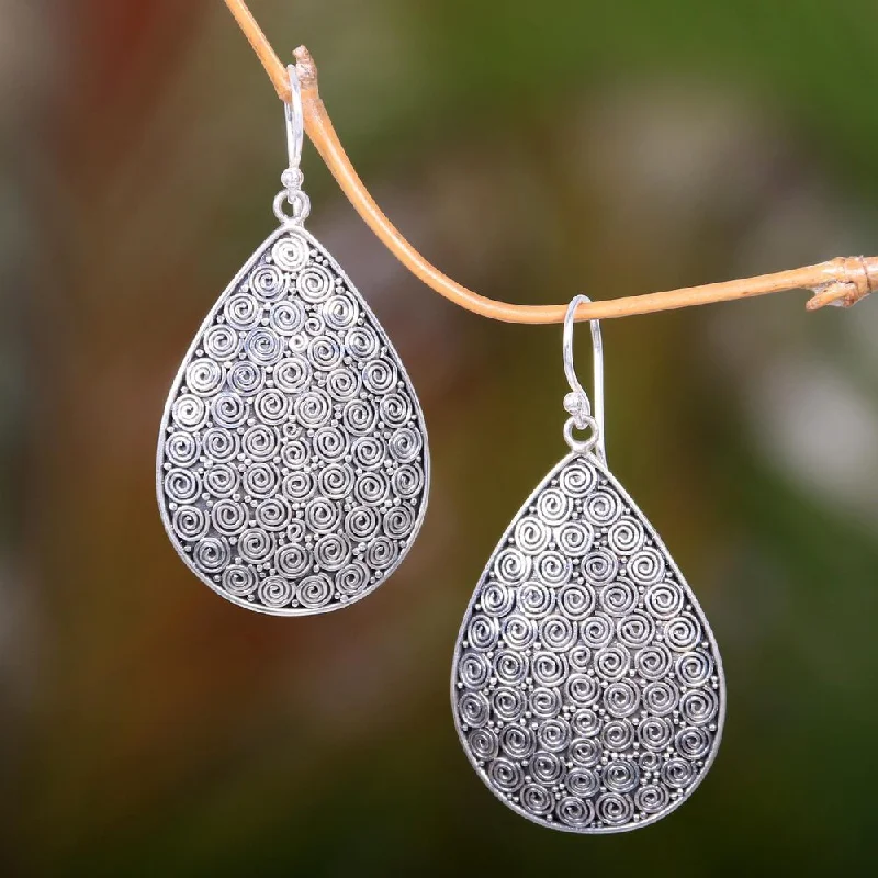 lavish silver earrings-Handmade Sterling Silver 'Buddha Curls' Earrings (Indonesia) - 1.9*1