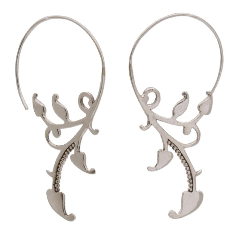 twilight diamond earrings-Handmade Sterling Silver 'Dotted Vines' Earrings (indonesia)