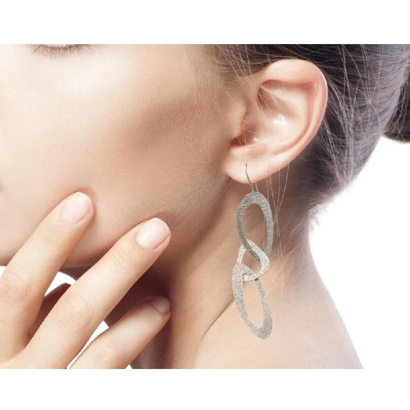 twisted silver earrings-Handmade Sterling Silver Futuristic Earrings (Indonesia)