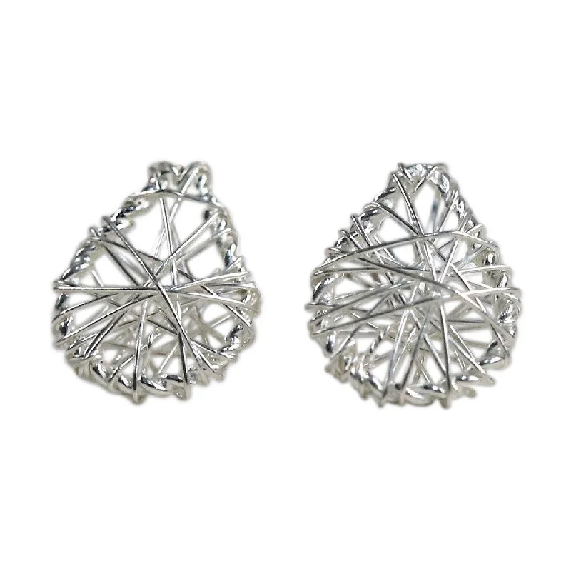 vintage-style drop earrings-Handmade Sterling Silver 'Teardrop Wrap' Earrings (Thailand) - 0.4*0.3