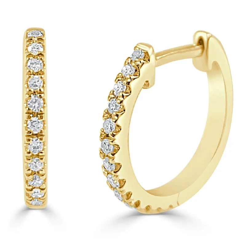 arched chandelier earrings-Joelle Diamond Huggie Earring - 14K Gold Earrings 1/10 CTTW U-Shaped Hoops With Certified Diamonds