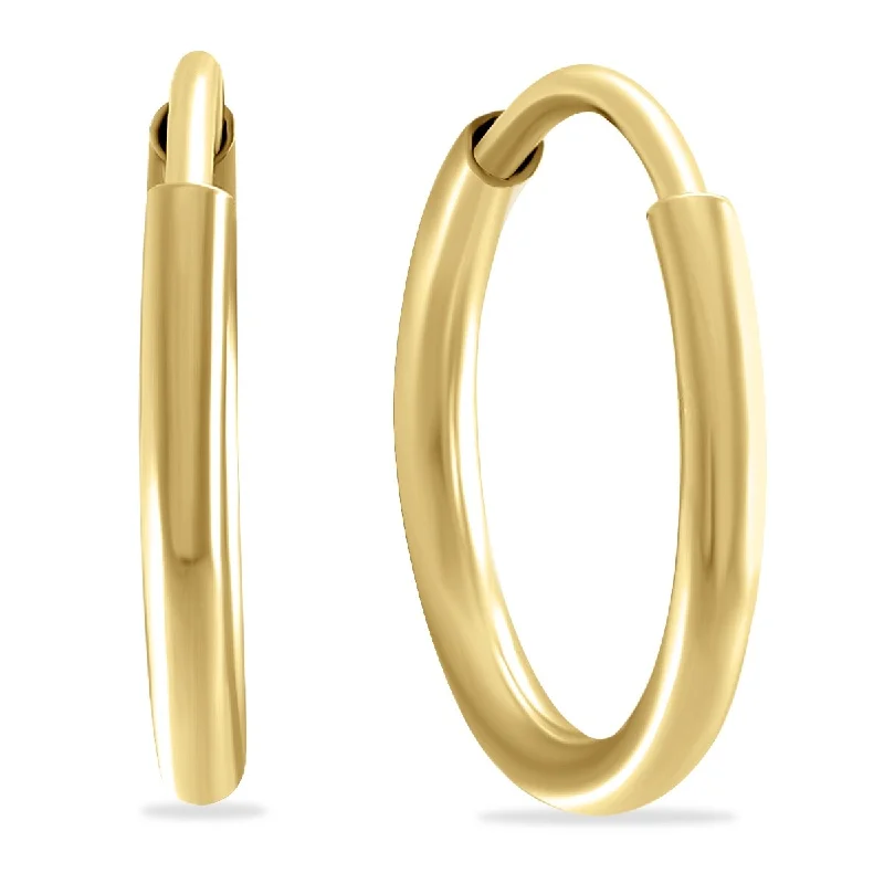 narrow drop earrings-Marquee Jewels 12mm Endless 14K Yellow Gold Filled Thin Huggie Hoop Earrings