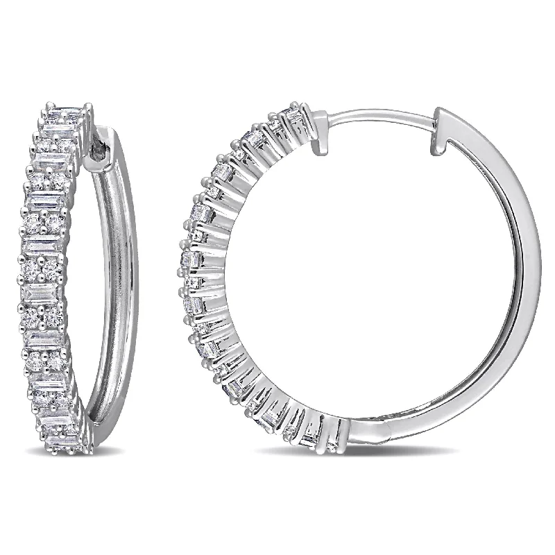 braided love earrings-Miadora 1 3/4ct DEW Created Moissanite Hoop Earrings in Sterling Silver