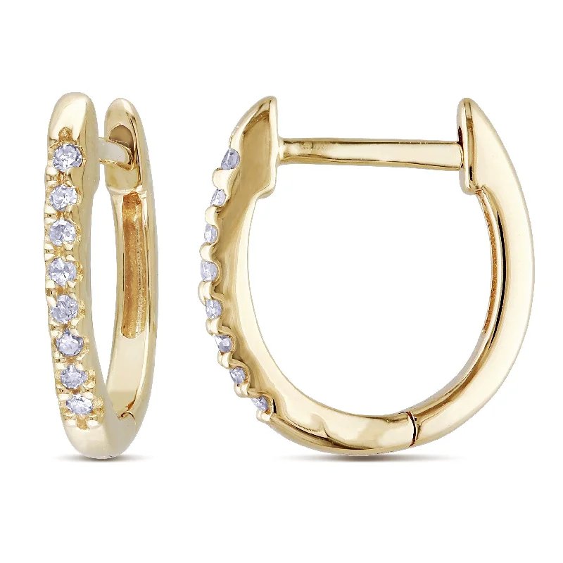 steel stud earrings-Miadora 10k Yellow Gold 1/10ct TDW Diamond Cuff Hoop Earrings - 12.1 mm x 1.6 mm x 11.6 mm