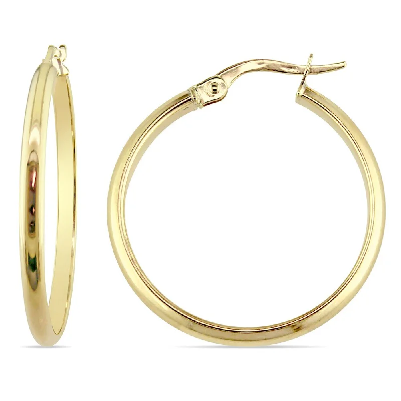 rugged silver earrings-Miadora 10k Yellow Gold Polished Clip-On Hoop Earrings