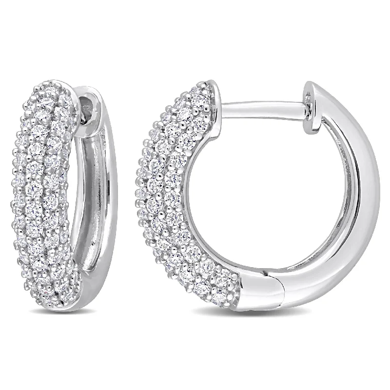 lavish cocktail earrings-Miadora 5/8ct DEW Created Moissanite Multi-Row Hoop Earrings in Sterling Silver