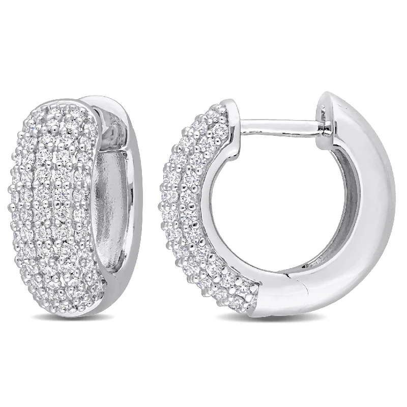 heirloom birthstone earrings-Miadora 5/8ct DEW Created Moissanite Multi-Row Hoop Earrings Sterling Silver