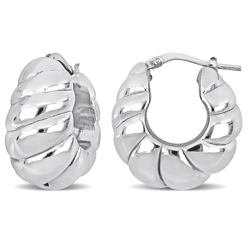 arched chandelier earrings-Miadora Sterling Silver Hoop Earrings