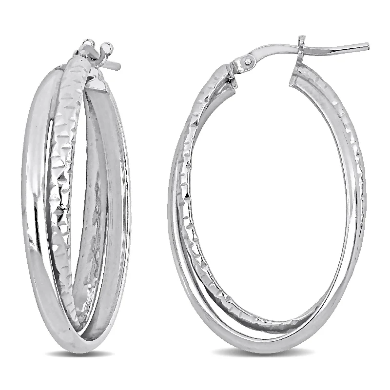 narrow birthstone earrings-Miadora Sterling Silver Hoop Earrings