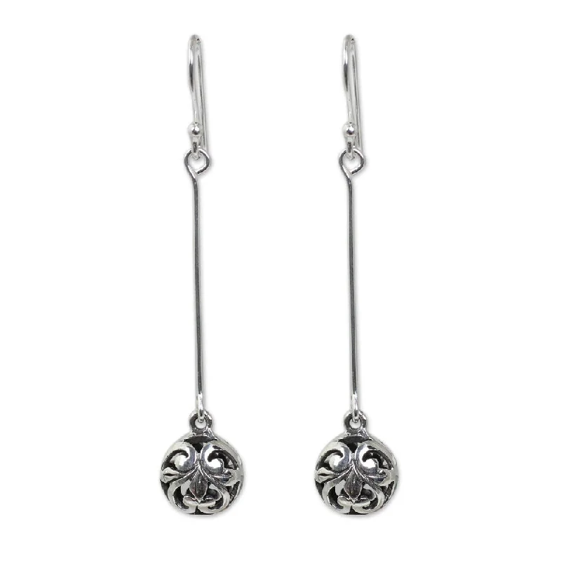 wave-shaped stud earrings-NOVICA Handmade Sterling Silver 'Filigree Charm' Earrings (Thailand)