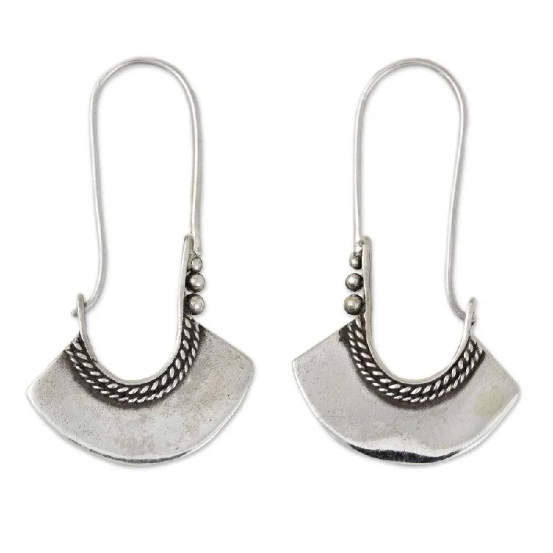 rover chic earrings-NOVICA Handmade Sterling Silver Hollow Bell Delicate Hoop Style Earrings (Thailand) - 1.6*1.2