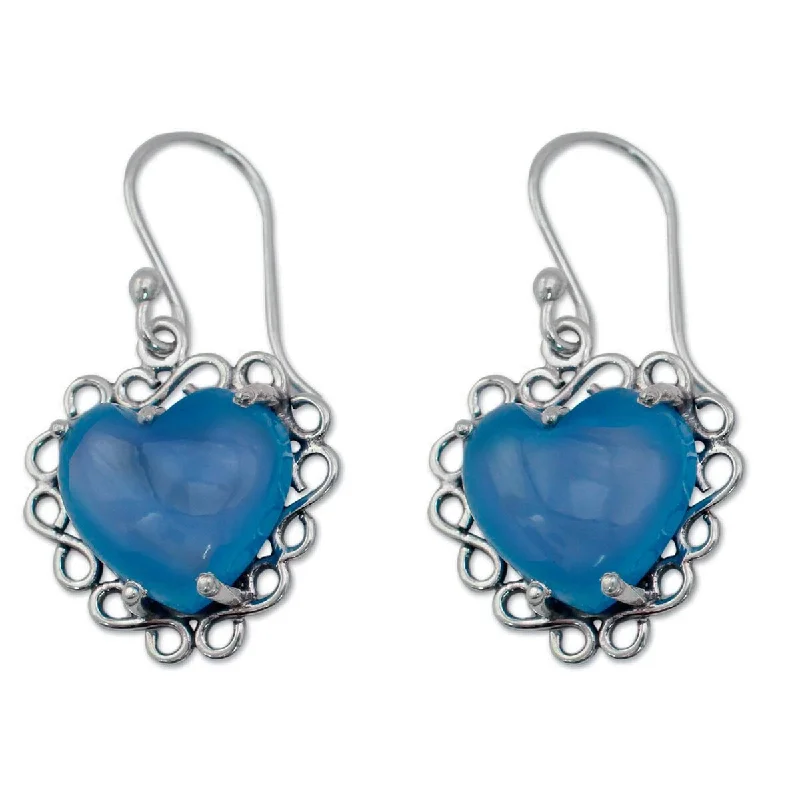 arched modern earrings-NOVICA Harmony of Love, Sterling silver heart earrings - 1.4L*0.8W