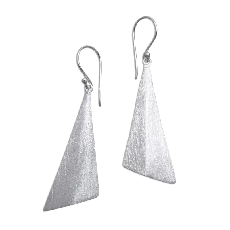 stretchable chandelier earrings-NOVICA Modern Pyramids, Sterling silver dangle earrings - 2.2*0.6