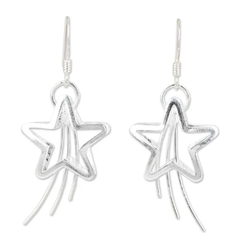 sci-fi sleek earrings-NOVICA Sterling Silver 'Shooting Stars' Earrings