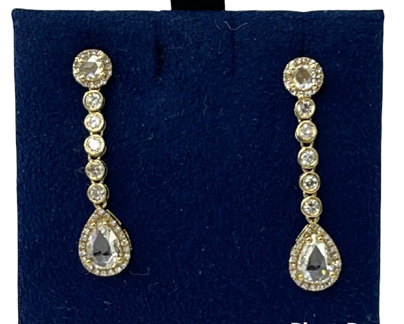 lavish silver earrings-Pear Diamond Drop Dangling Earrings White Gold 14kt