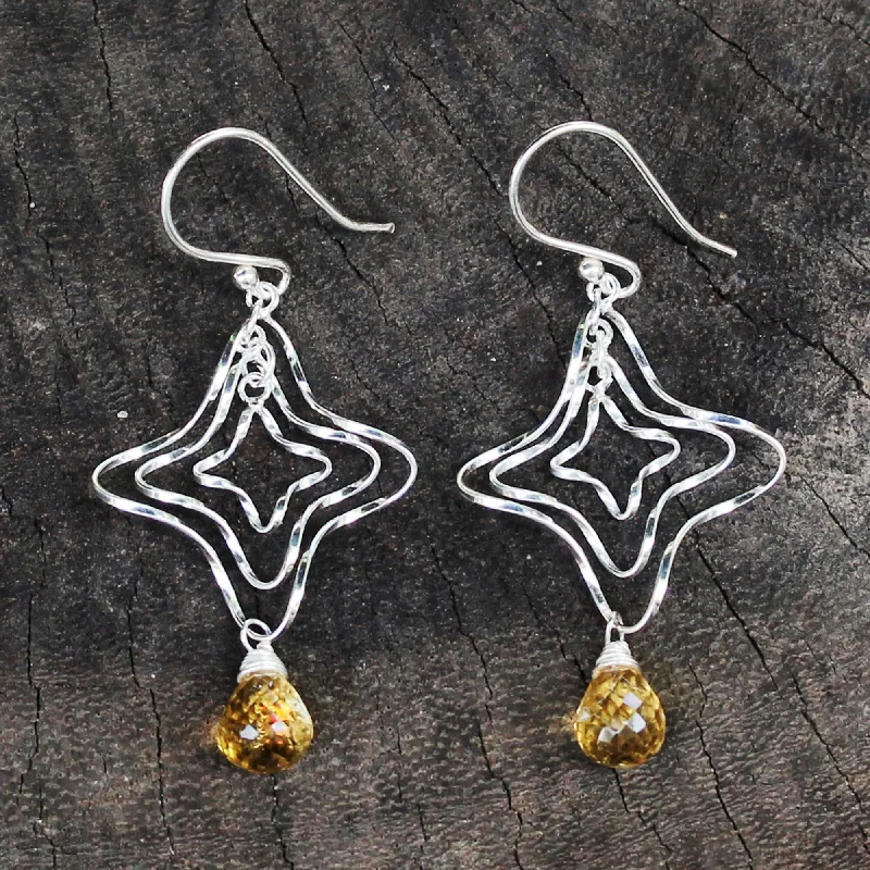 rover chandelier earrings-Sterling Silver 'Chiang Mai Starshine' Citrine Earrings (Thailand)