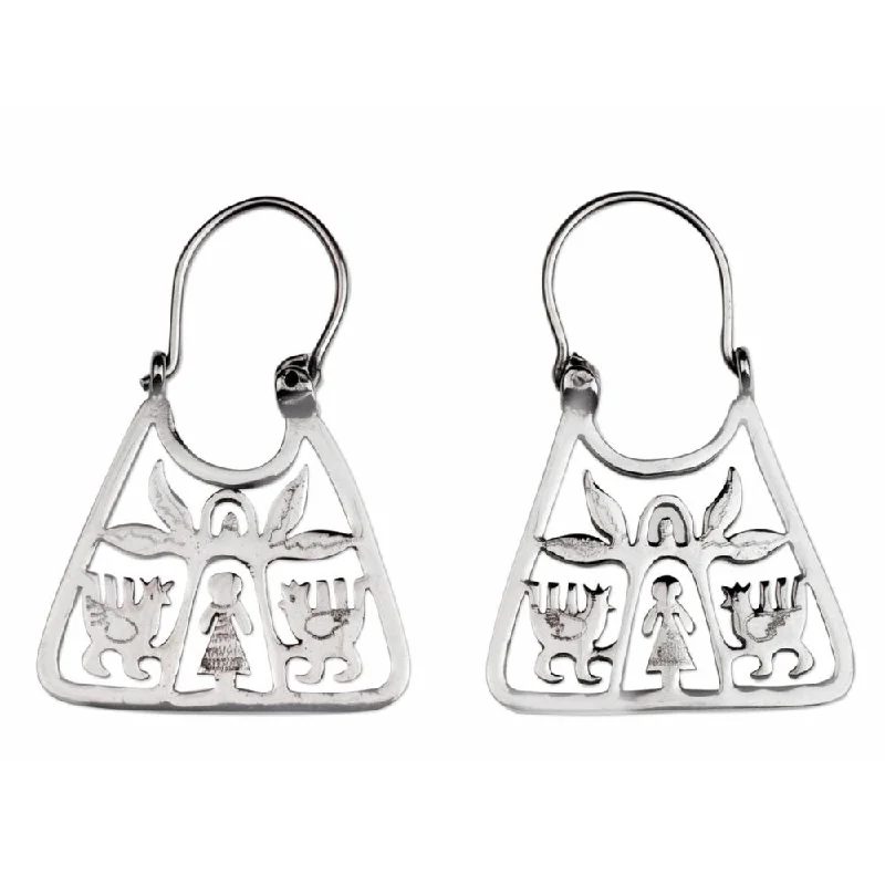 stretchable drop earrings-Sterling Silver 'Maguey Goddess' Earrings