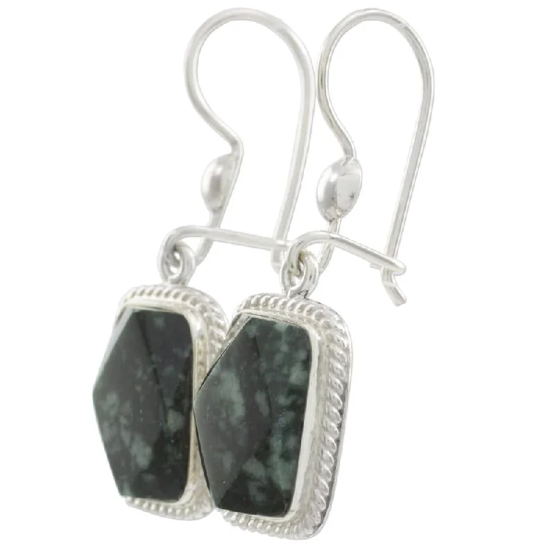 weathered statement earrings-Sterling Silver Maya Forest Princess Jade Earrings (Guatemala) - 13*9*5