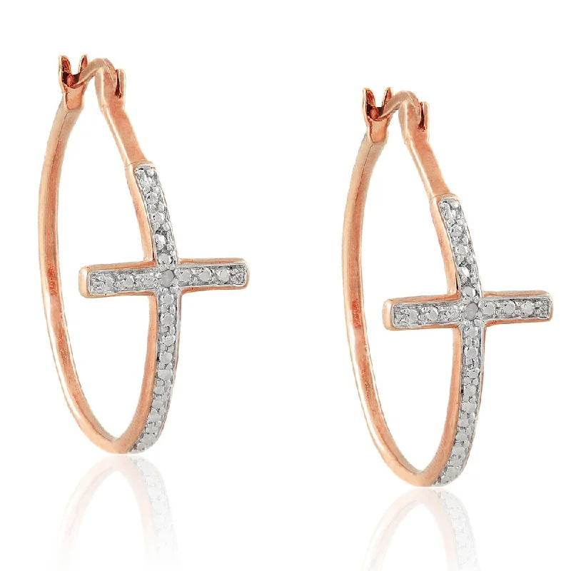 rover chandelier earrings-Victoria Townsend Diamond Accent Cross Hoop Earrings