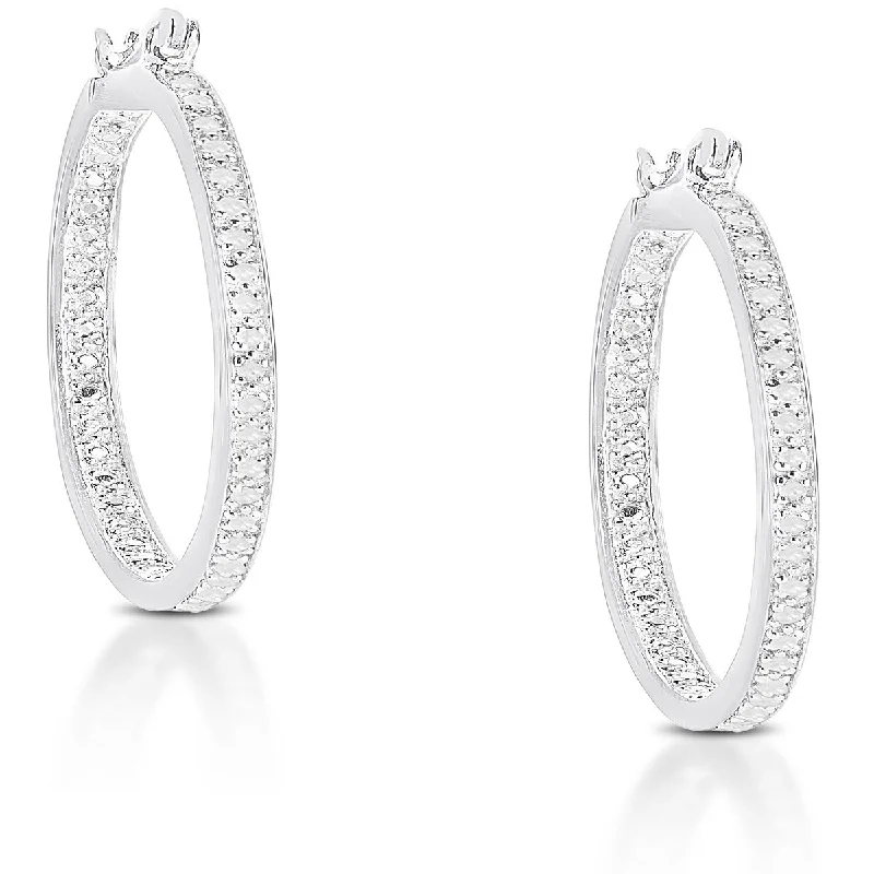 six-gem chandelier earrings-Victoria Townsend Diamond Accent Hoop Earring